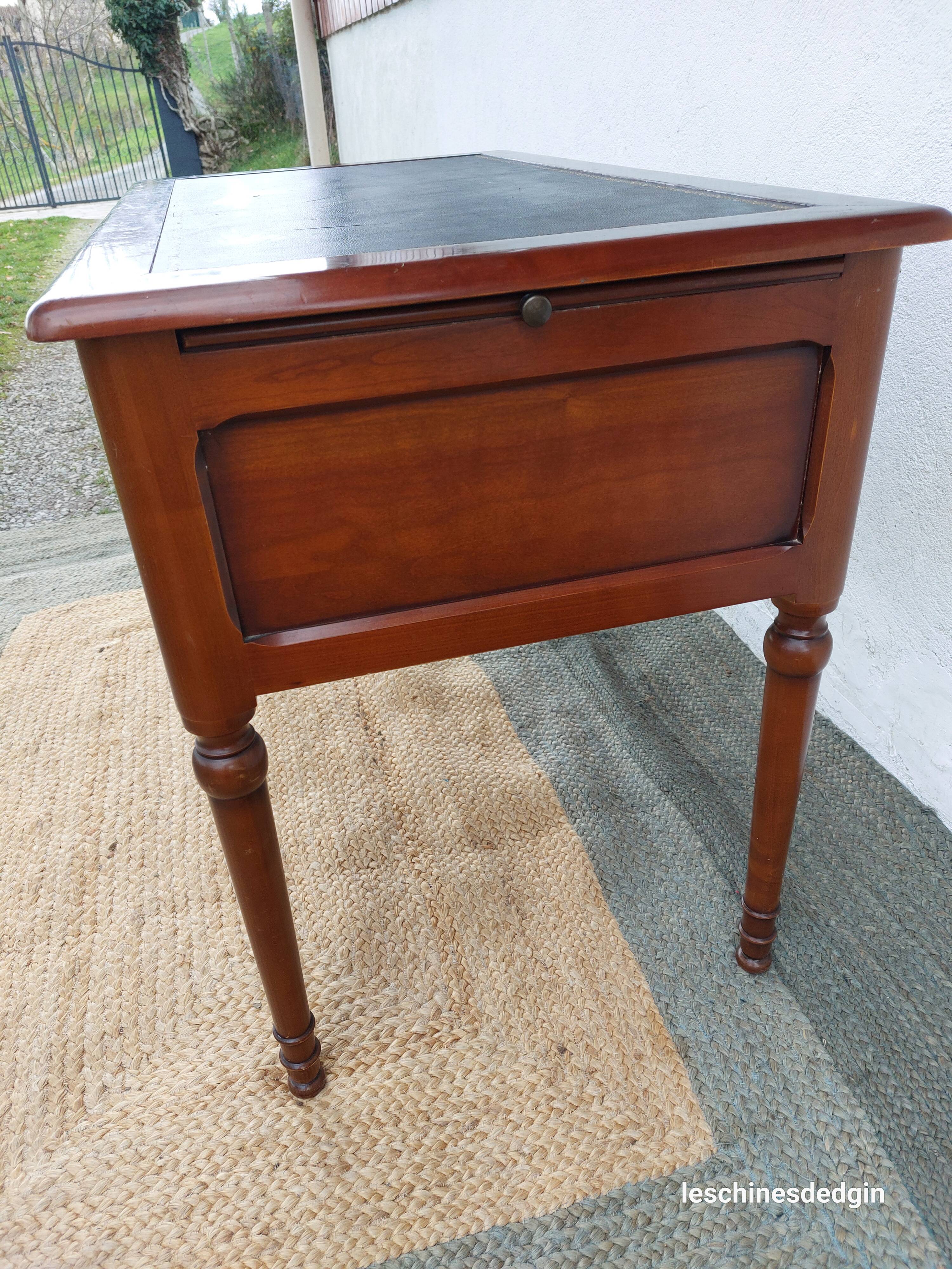 Black leather desk with extensions