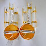 Paire d'appliques Venini, verre triedri, murano, Italie 1970