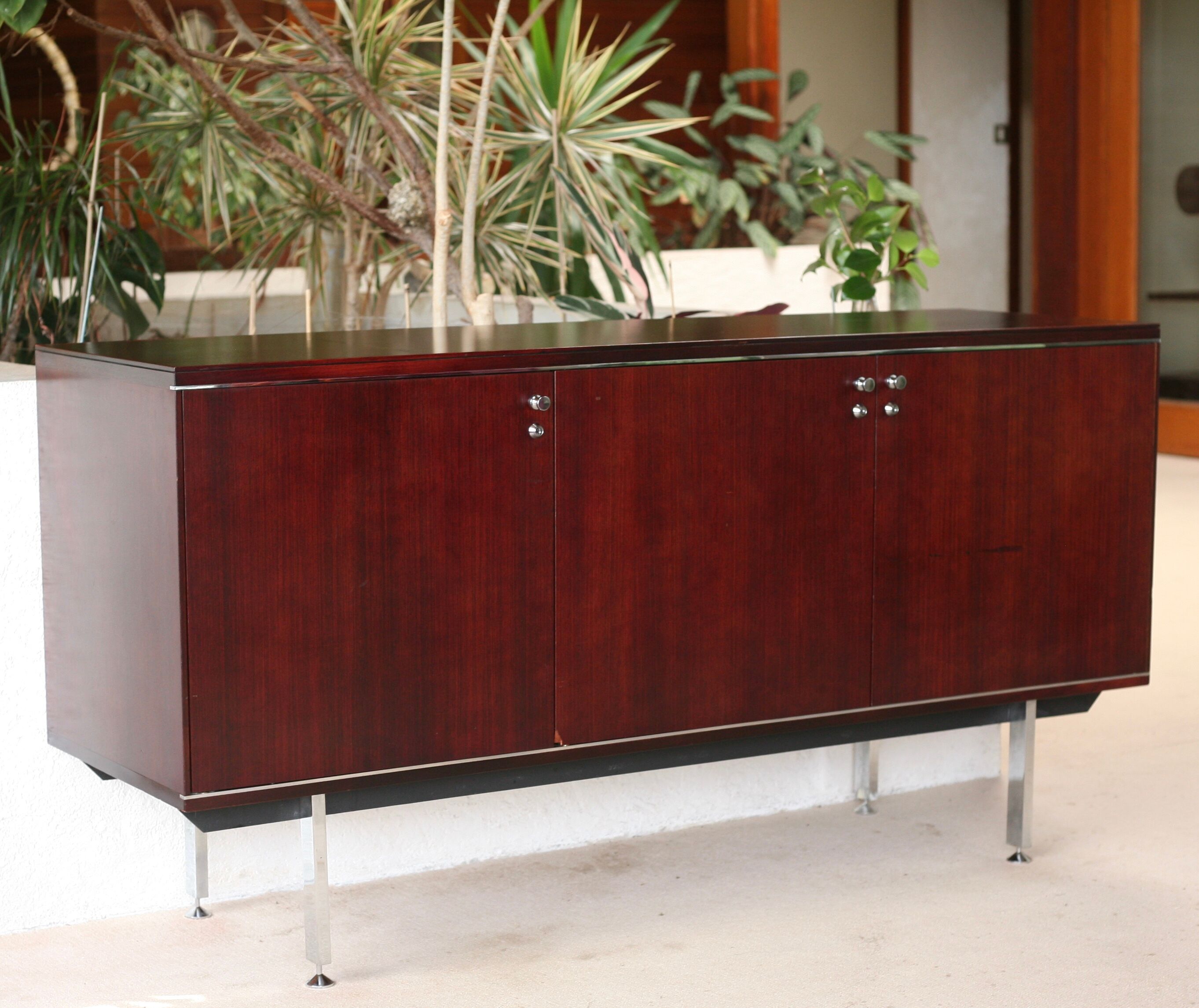 Sideboard solid wood and steel, France, cira 1970, Negroni edition