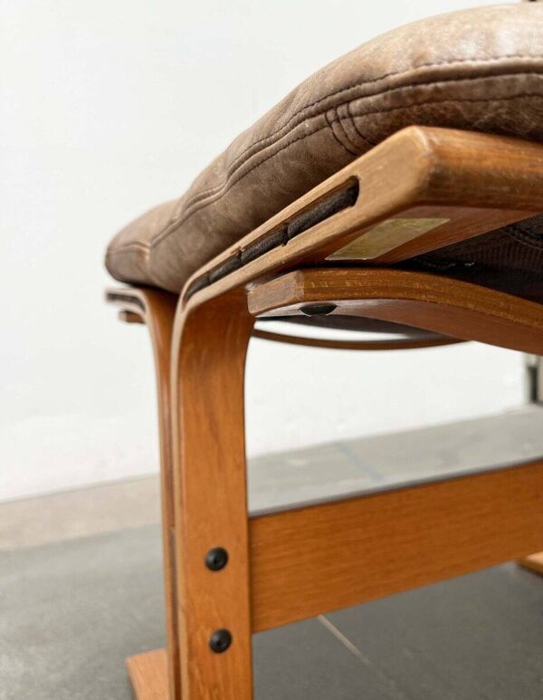 Pouf Siesta Norvégien Moderne du Milieu du Siècle en Cuir par Ingmar Relling pour Westnofa, années 1960