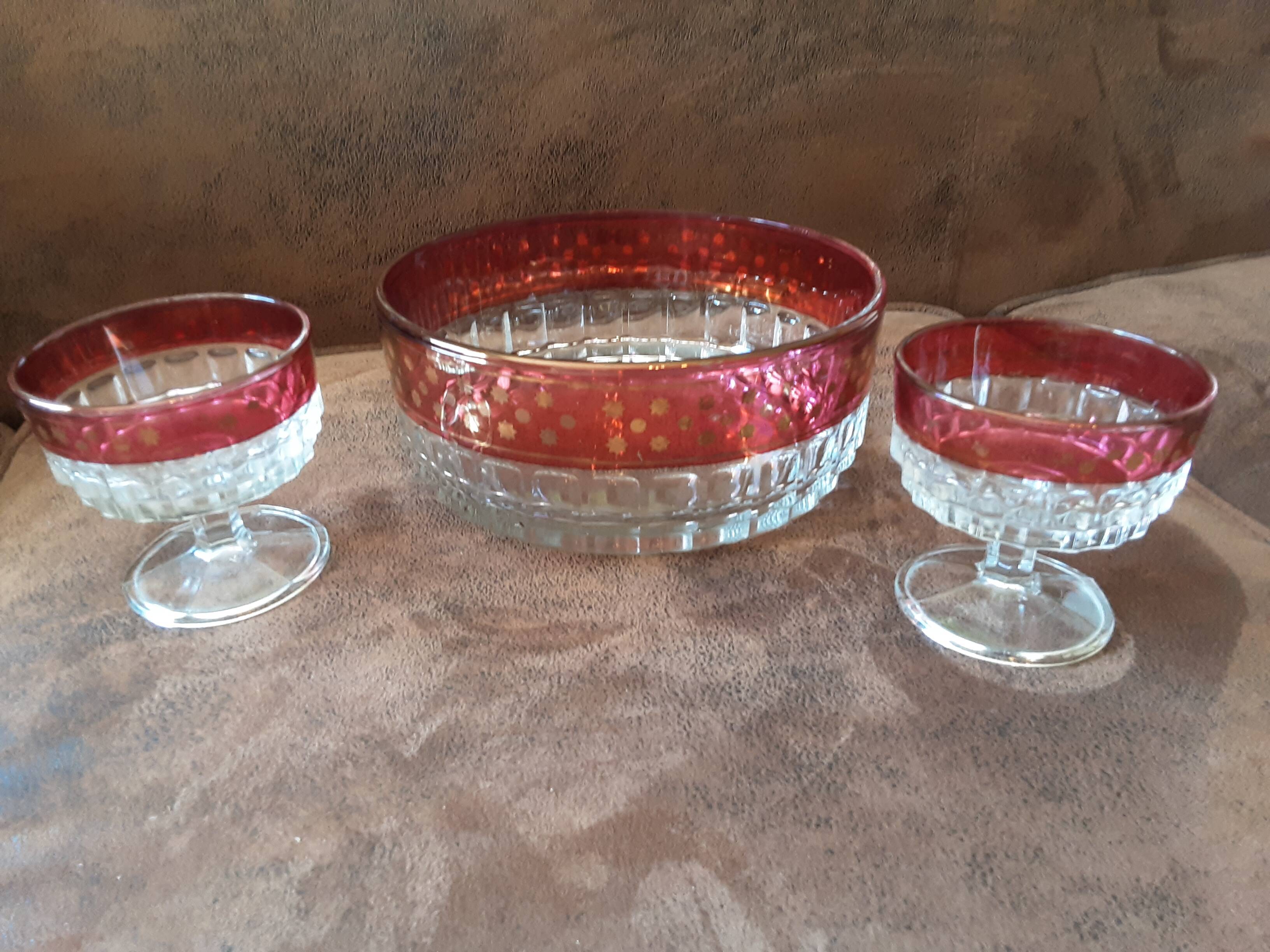 Salad bowl set and its 2 crystal cups