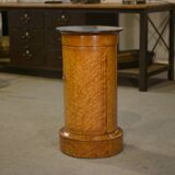 Empire gueridon in mottled maple with a blue stone top, 19th century.