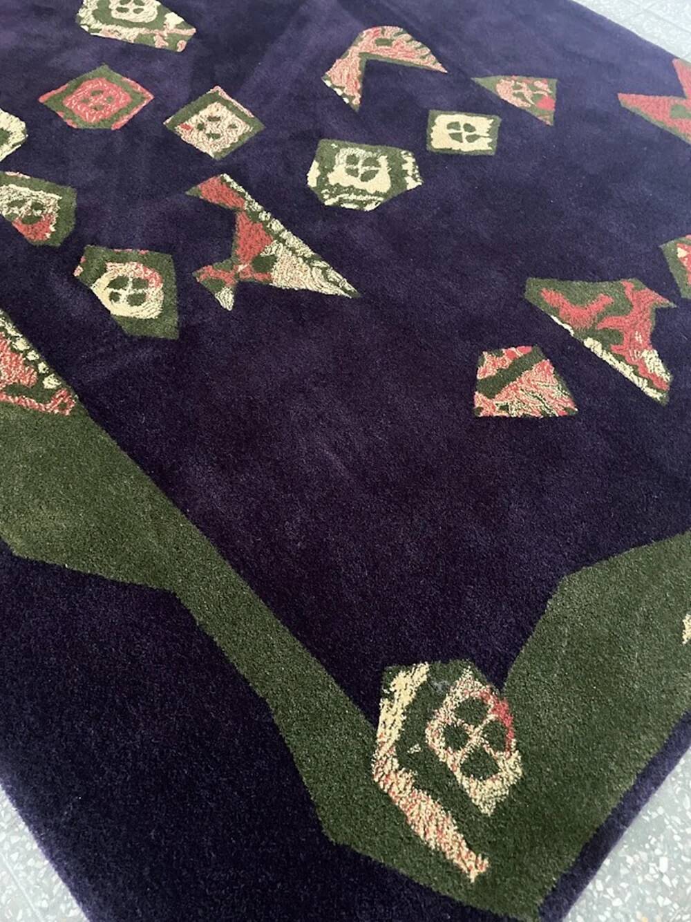 Hand-tufted artistic rug Vezeley by Tisca France 1990s