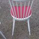 Set of 4 Scandinavian style chairs from the 50s in white lacquered wood and red skaï patties