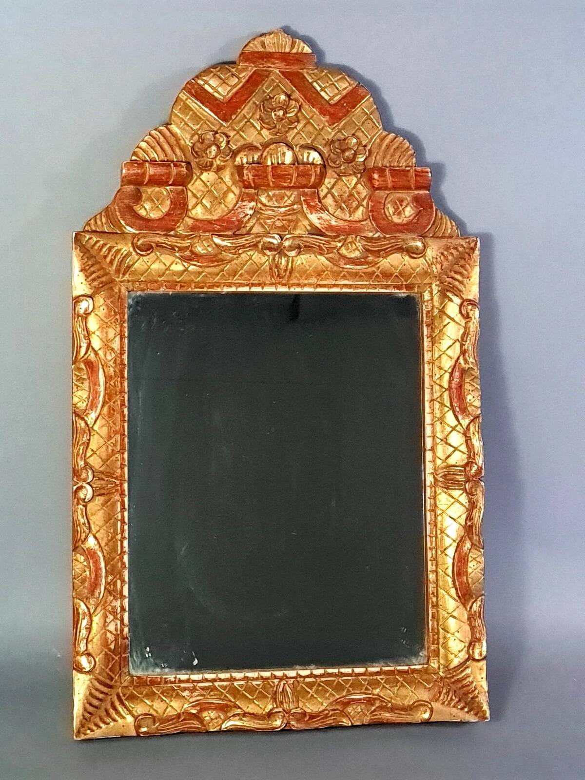 Mirror with carved gilded wooden frame in 18th century style 52x30 cm C492