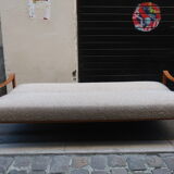 Scandinavian daybed of the 60s wood and fabric