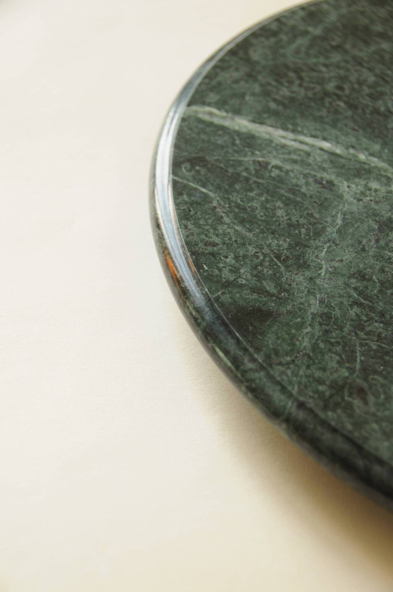 Plateau rond tournant en marbre vert – centre de table en pierre naturelle
