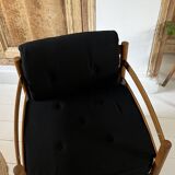 Scandinavian lounge chair COJA in wood and leather, 1960s