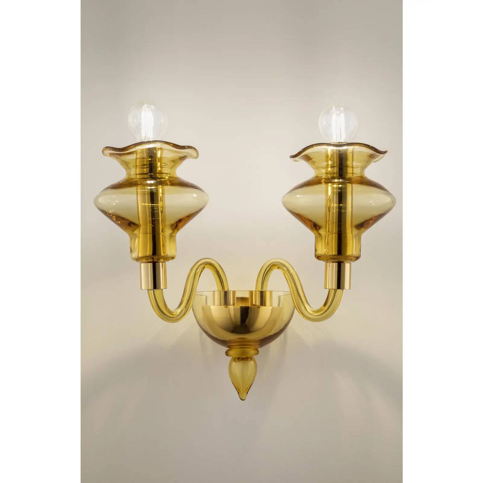 Modern Amber Murano Glass Sconce with Elegant Linear Design