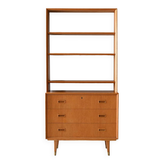 Oak bookcase with drawers