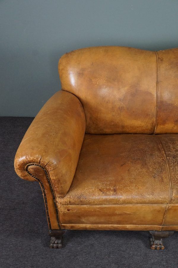 3-seater antique sheepskin sofa full of character
