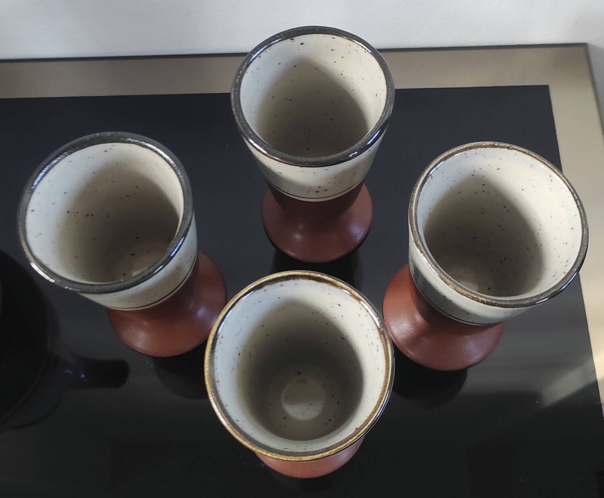 Vintage ceramic set – Jug & 4 footed glasses 70s - Korea