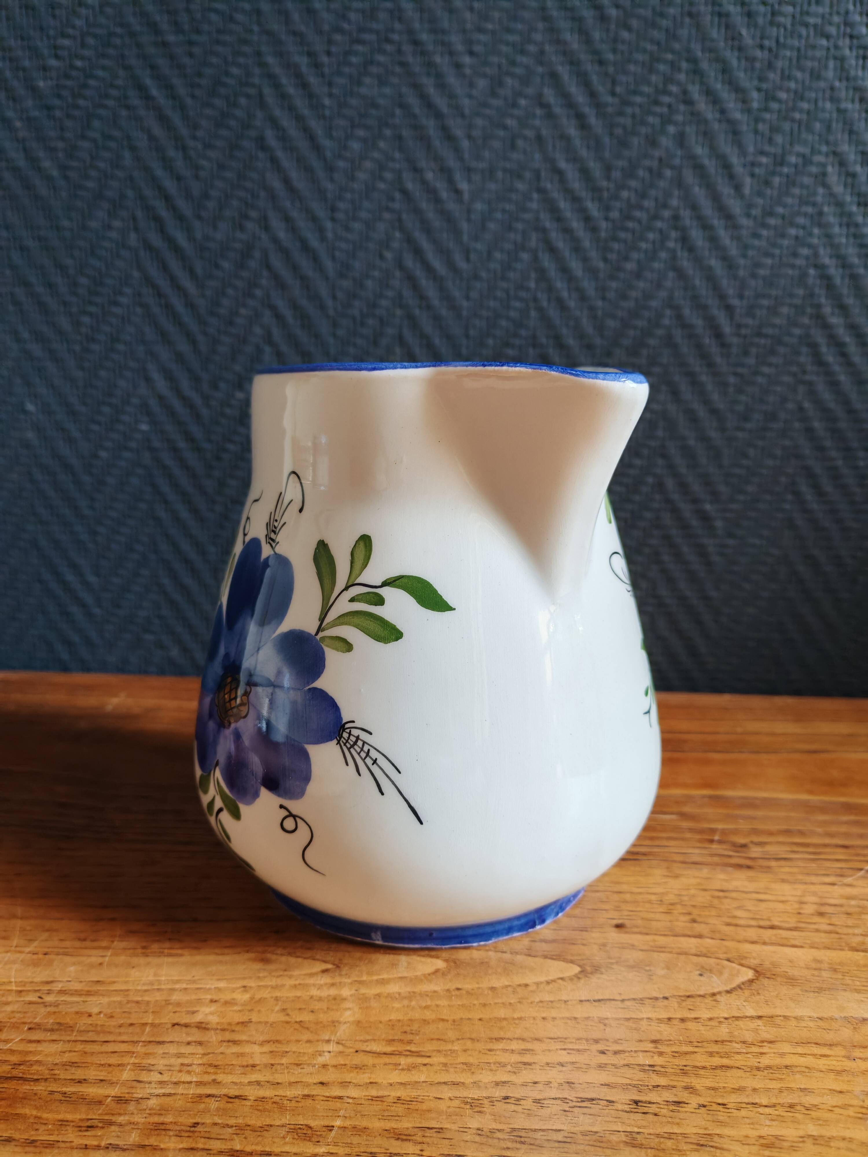 Vintage Ceramic Jug Hand-Painted, Flower Vase