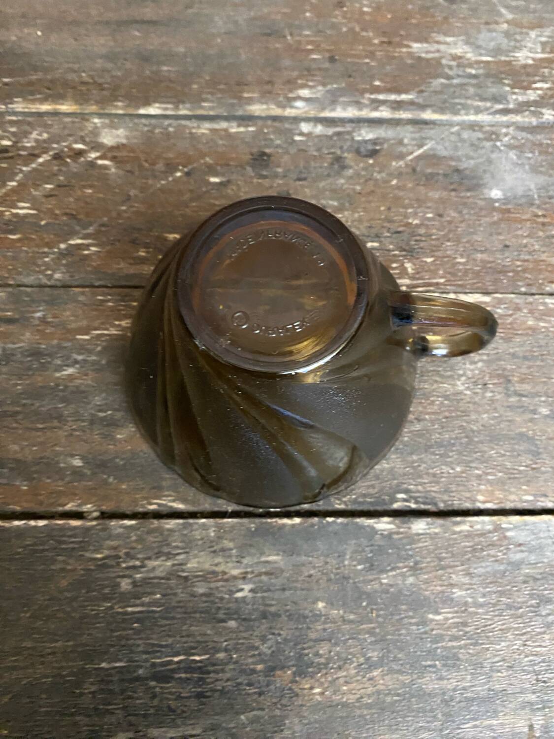 Set of 6 vintage Duralex molded smoked glass cups, art deco style