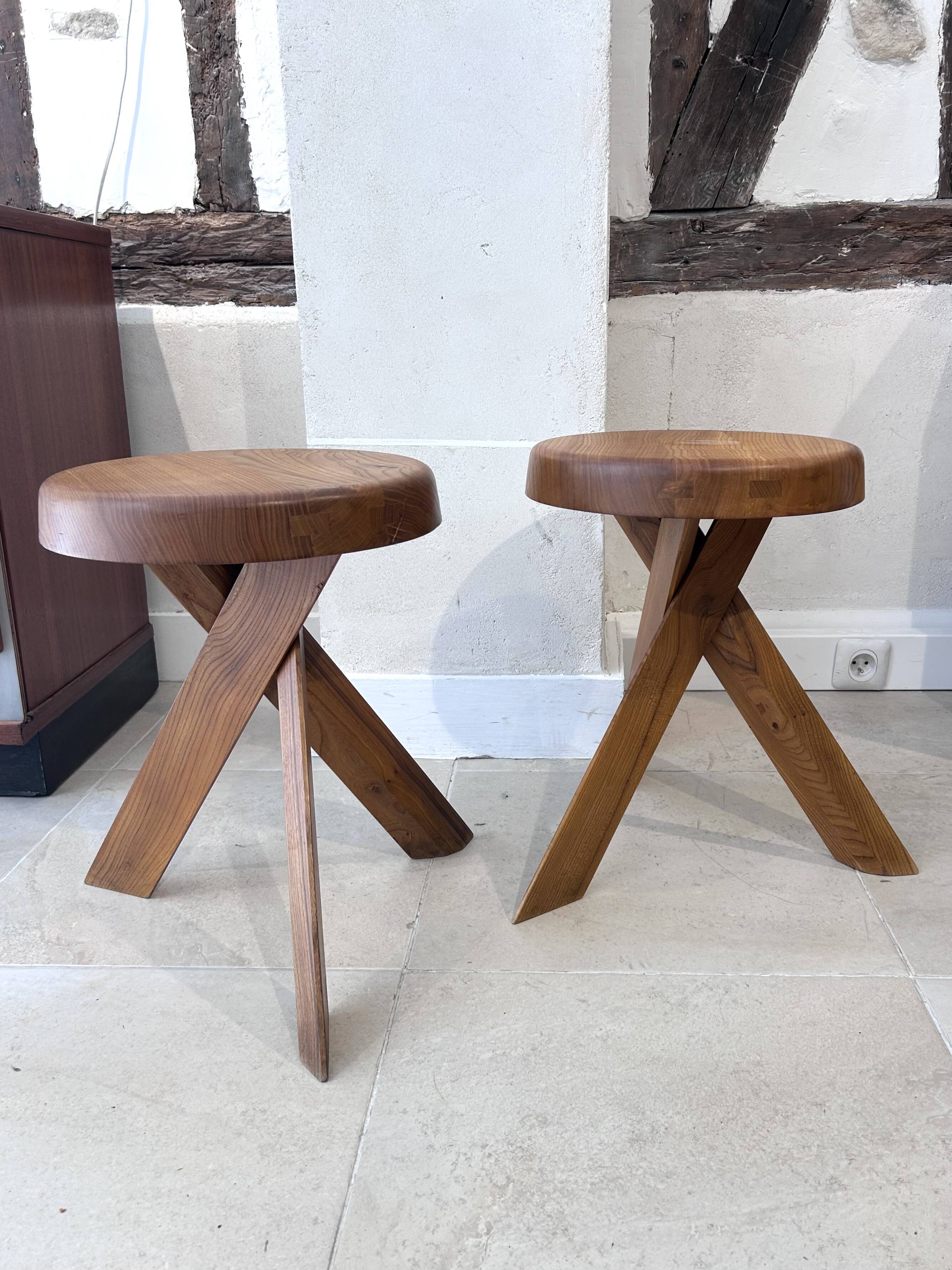 Paire de S28 Tabourets, Pierre Chapo 1970
