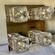 Lot of 2 wall appliques 4 chrome metal lights - moulded glass