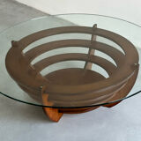 Designer coffee table, foot and circular top from the 60s