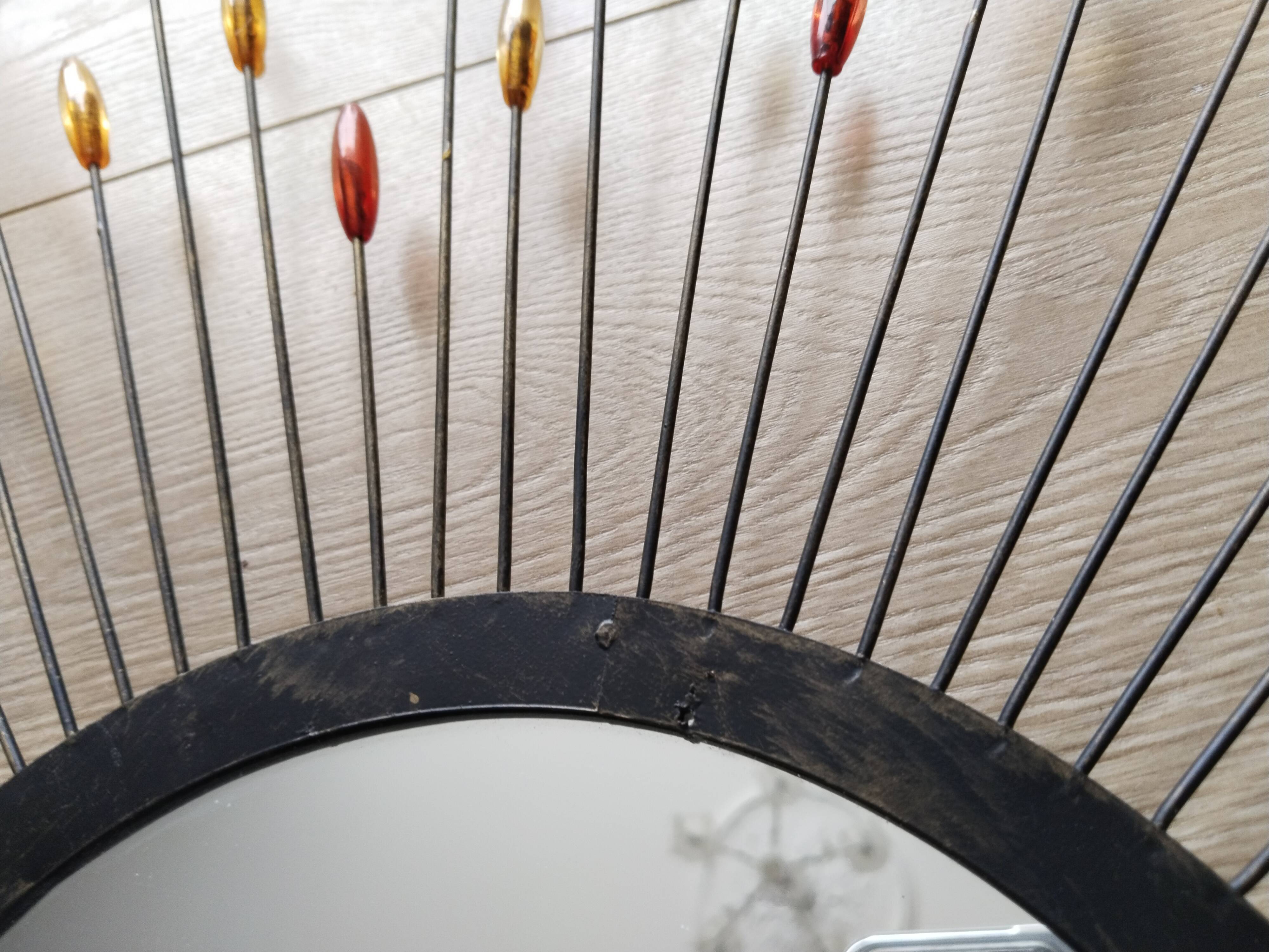 Metal sun mirror, vintage French, 66 cm