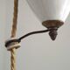 Vintage French Rise & Fall Counterbalance Ceiling Light Opaline Glass Shade