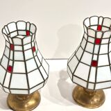 Set Italian Art Deco stained glass table lamps