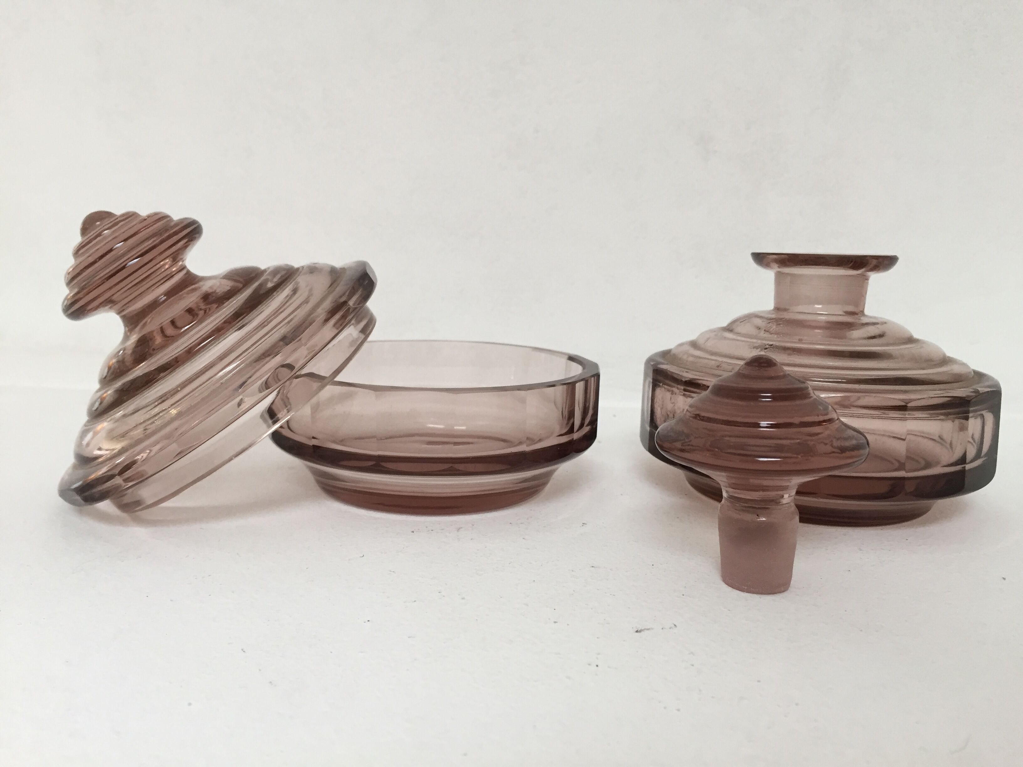 Duo Czech crystal bottles, 1950