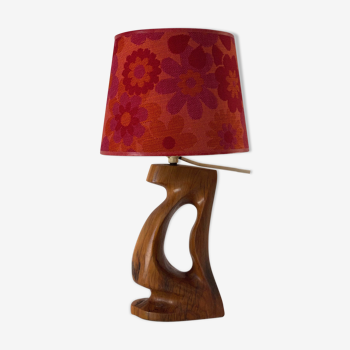 Lampe vintage en bois d'Olivier des années 70