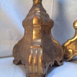 Pair of ancient carved gilded wood candlesticks - 18th century