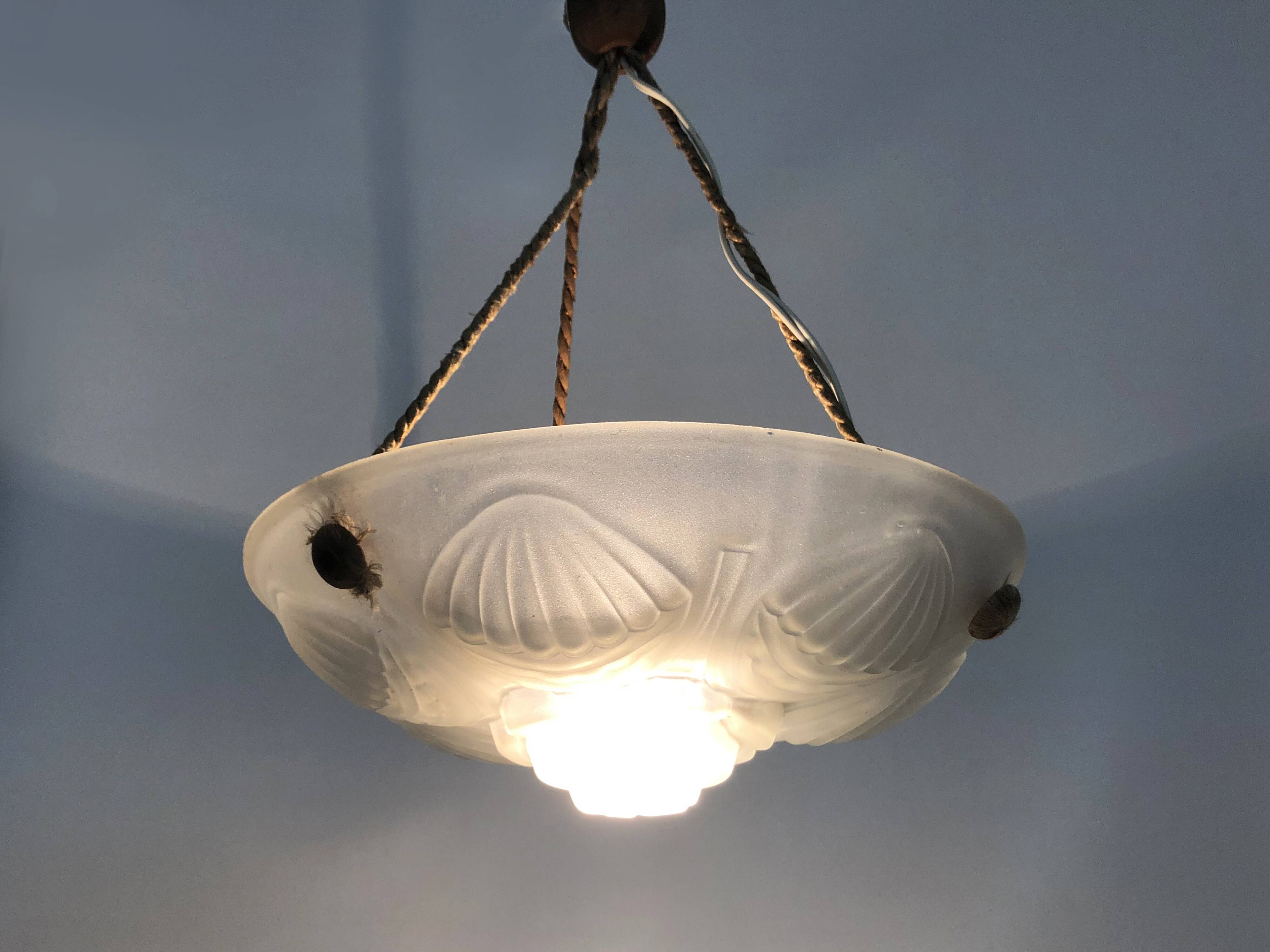 Art Deco washbasin pendant light 1 light in glass with geometric patterns