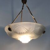 Art Deco washbasin pendant light 1 light in glass with geometric patterns