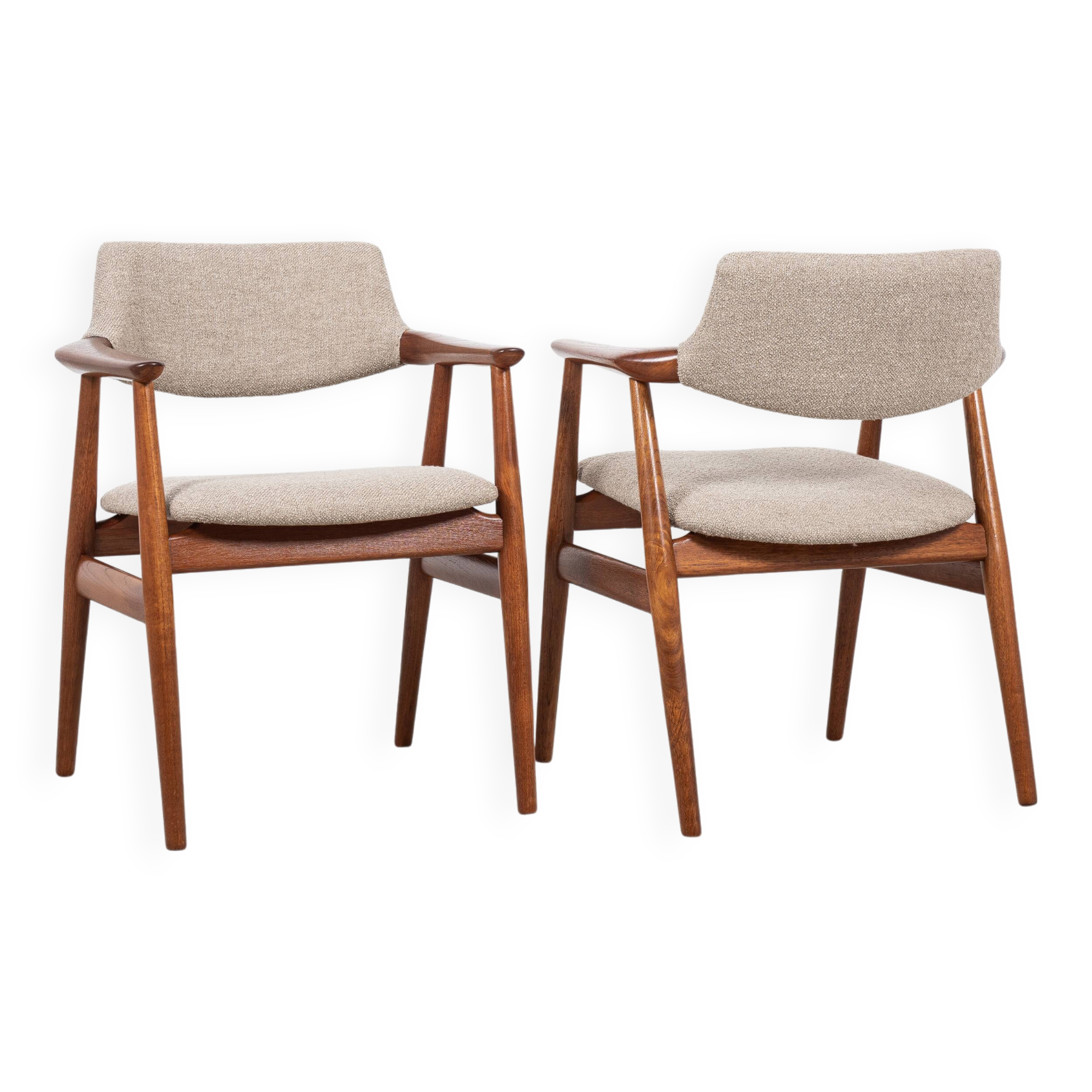 Midcentury Danish pair of chairs in teak by Erik Kirkegaard for Glostrup 1960s
