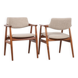 Midcentury Danish pair of chairs in teak by Erik Kirkegaard for Glostrup 1960s