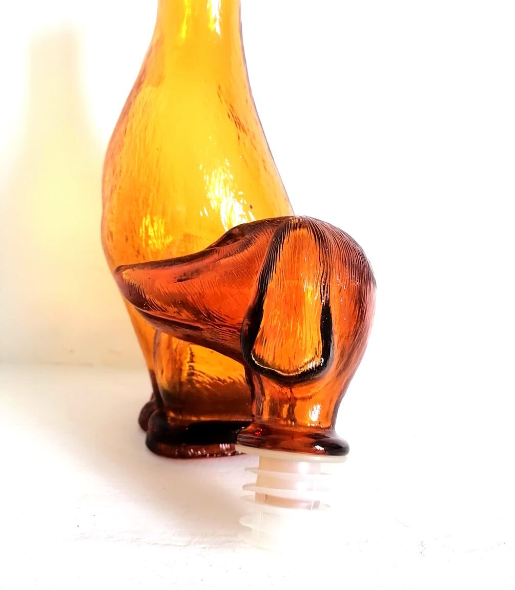 Glass dachshund decanter from Empoli, Italy 1960
