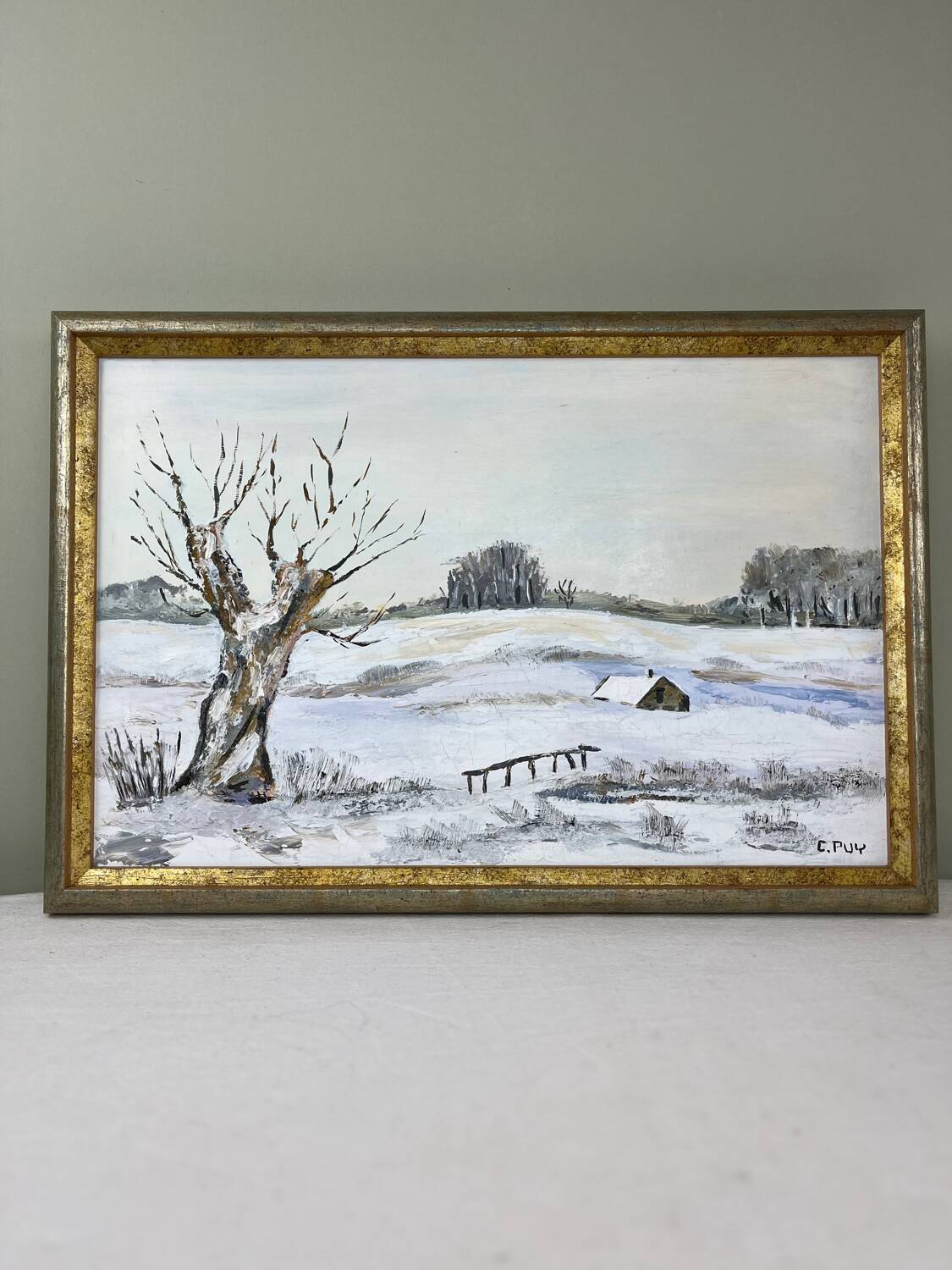 Oil on canvas "Snowy Landscape"