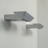 Pair of vintage wall lights, chrome and frosted glass, France, 1980.