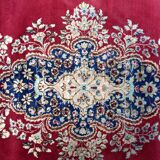 Antique 1920s Persian Kerman rug, floral medallion, red field, 273cm x 362cm