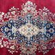 Antique 1920s Persian Kerman rug, floral medallion, red field, 273cm x 362cm