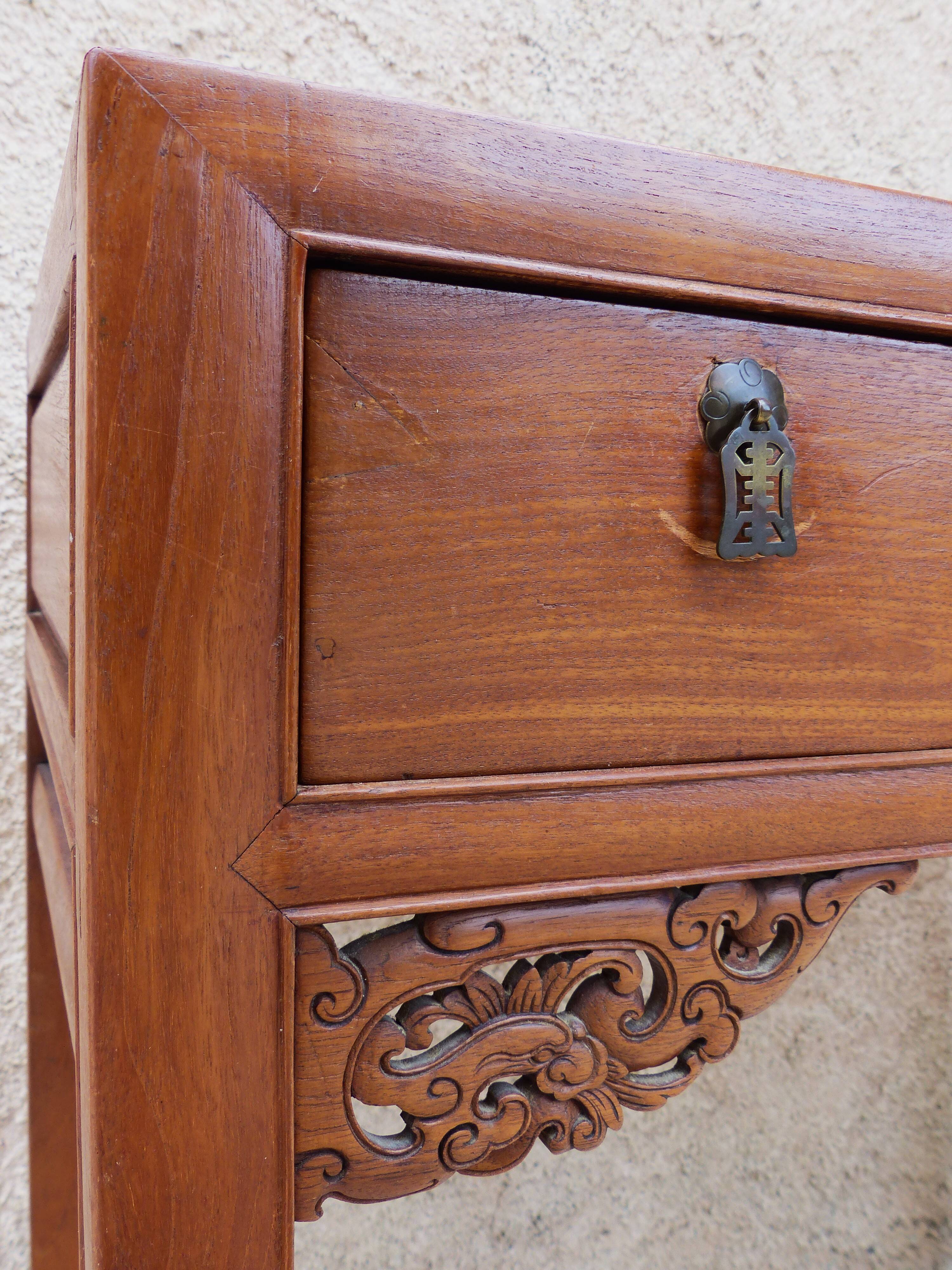 Console indonésienne ancienne en bois sculpté – Java / Bandung – 1980