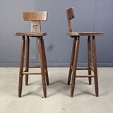 Set of 8 vintage brutalist bar stools, 1960s