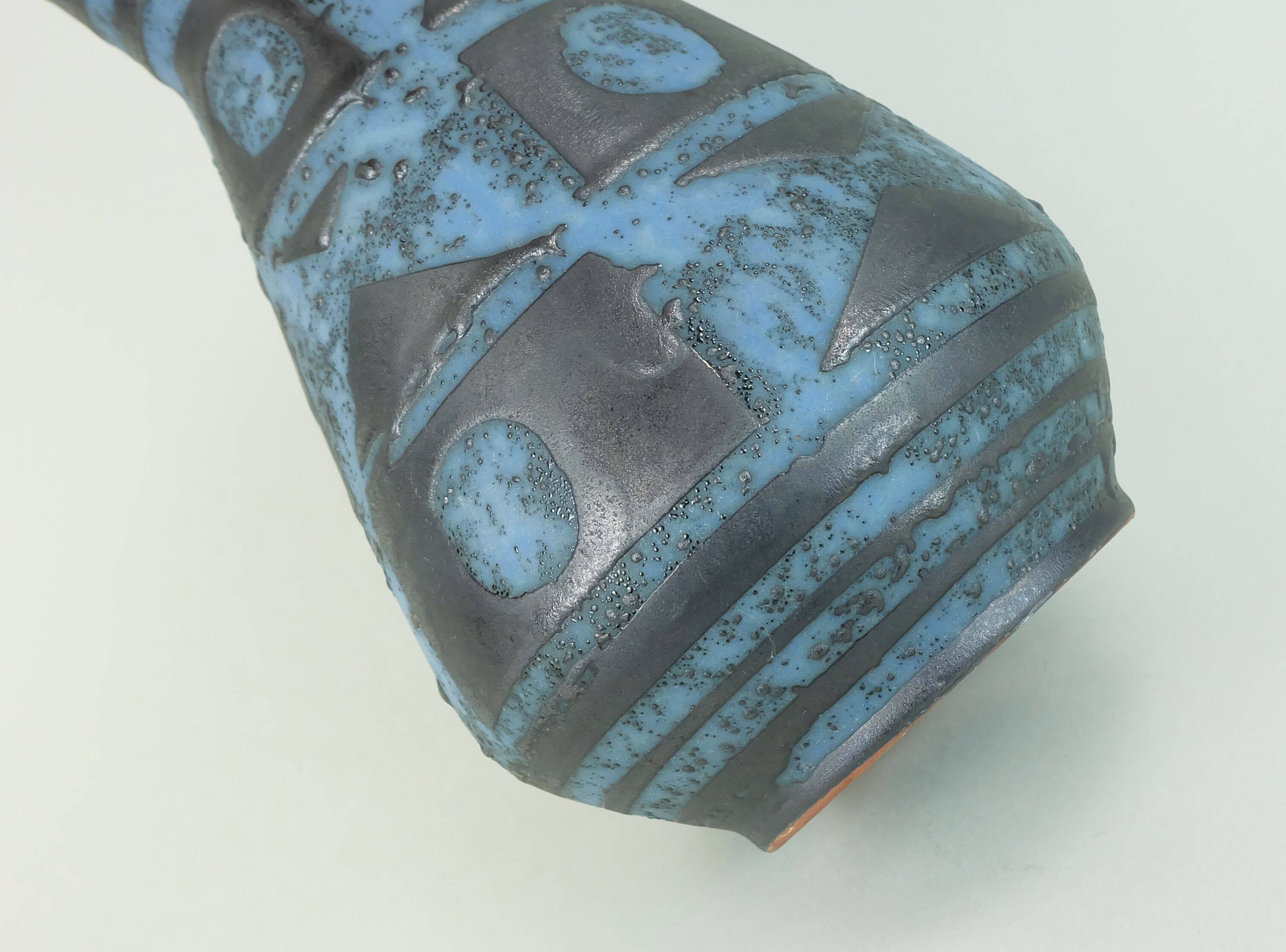 Carstens vase decor ankara blue gray metallic glaze no. 1218-29 1960s