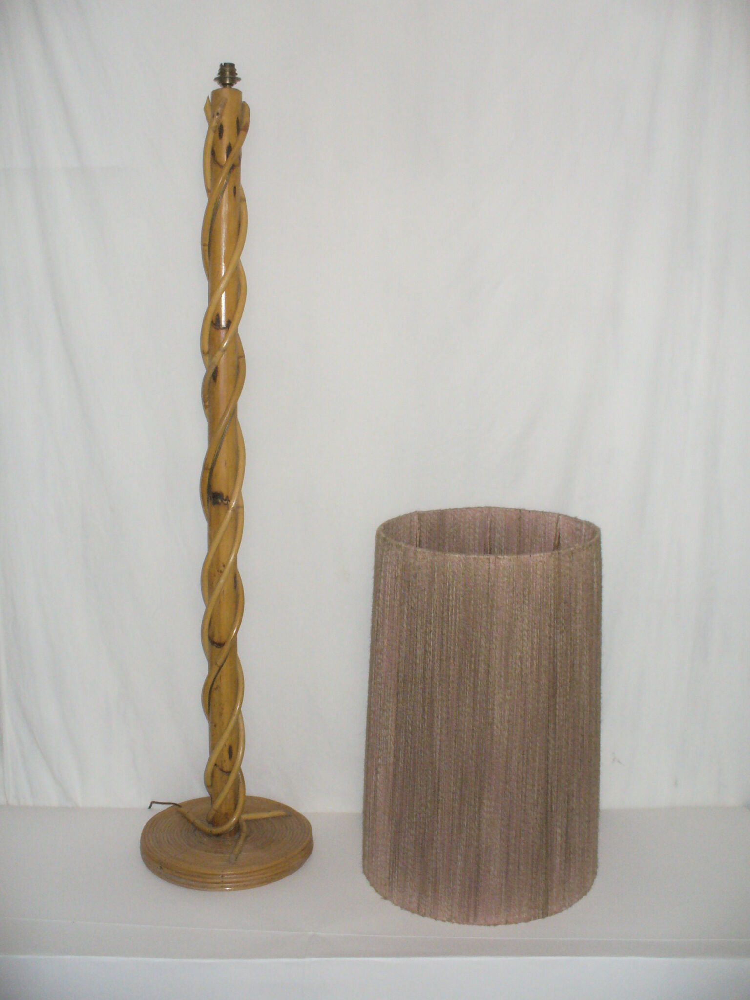 Rattan floor lamp from the 50s