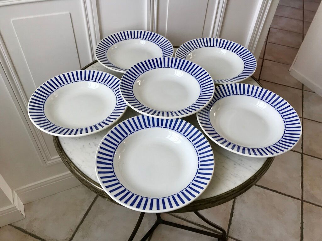 Lot of 6 hollow plates digoin sarreguemines model "monique" 30s