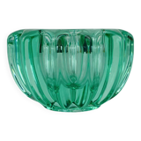 Green glass vase by Pierre D'Avesn, art deco pocket tray