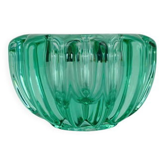 Vase verre vert par Pierre D'Avesn, vide poche art déco