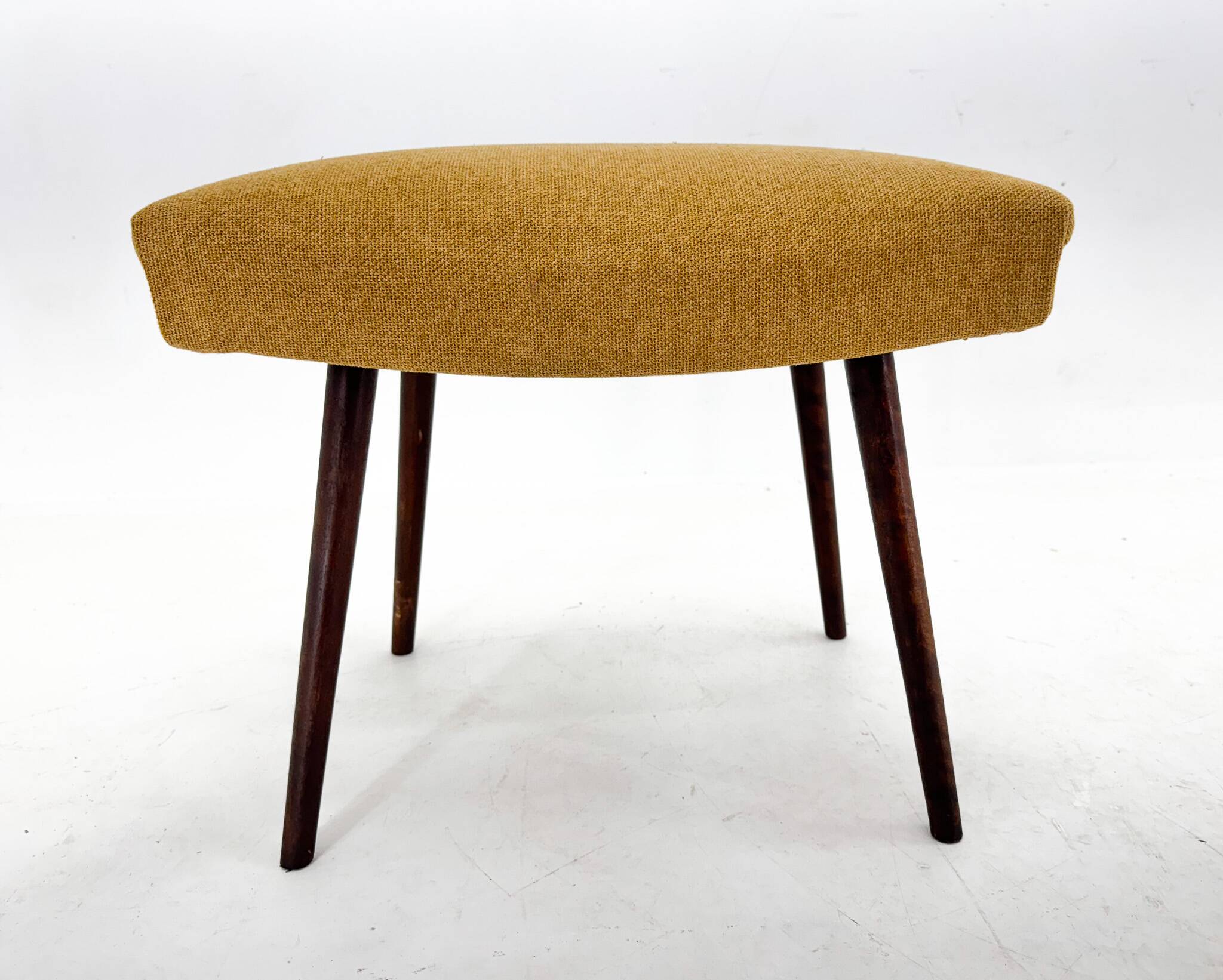Mid-Century Stool with New Upholstery, Czechoslovakia, 1970's