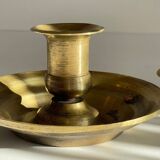 Antique solid bronze hand candlestick