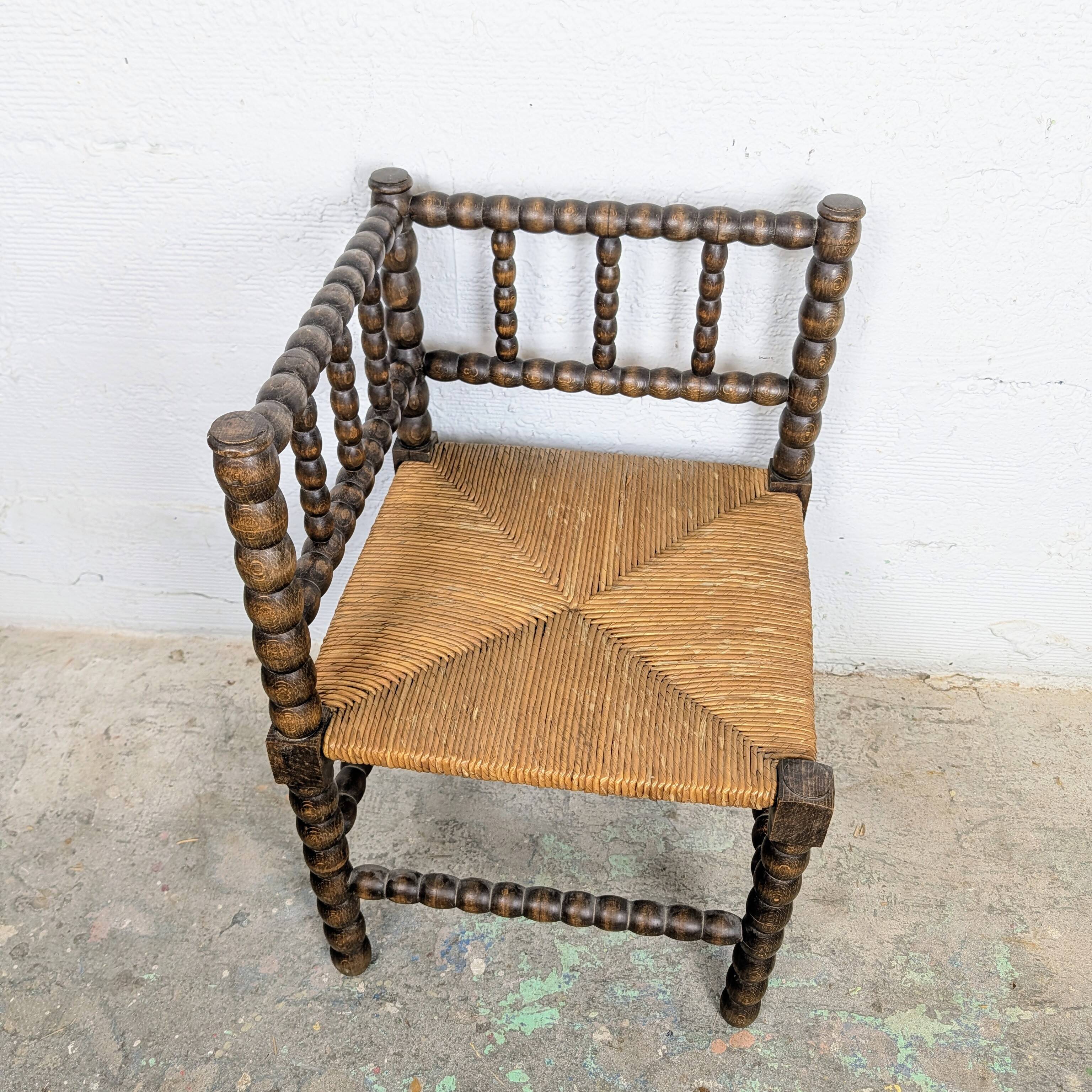 Turned wooden corner chair
