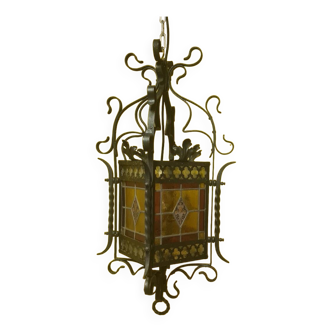 French Neo-Gothic Stained Glass Lantern from around 1870