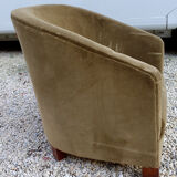 Former art deco kaki velvet chair