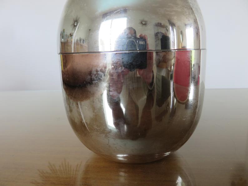 Silver metal "apple" ice bucket 60s