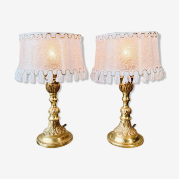 Duo of romantic bronze lamps